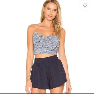 Lovers + Friends Blue Twist Crop Top